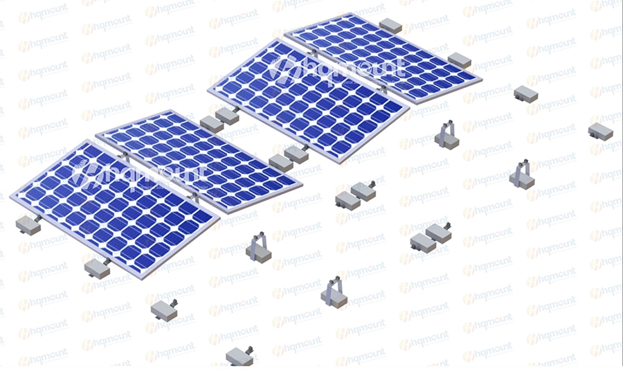 Zinc Aluminum Magnesium Solar Flat Roof PV Support Ballast Rack for Apoyo Solar Rooftop Mounting